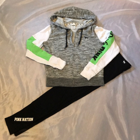 PINK Victoria's Secret Other - VS PINK zip-up hoodie & black leggings